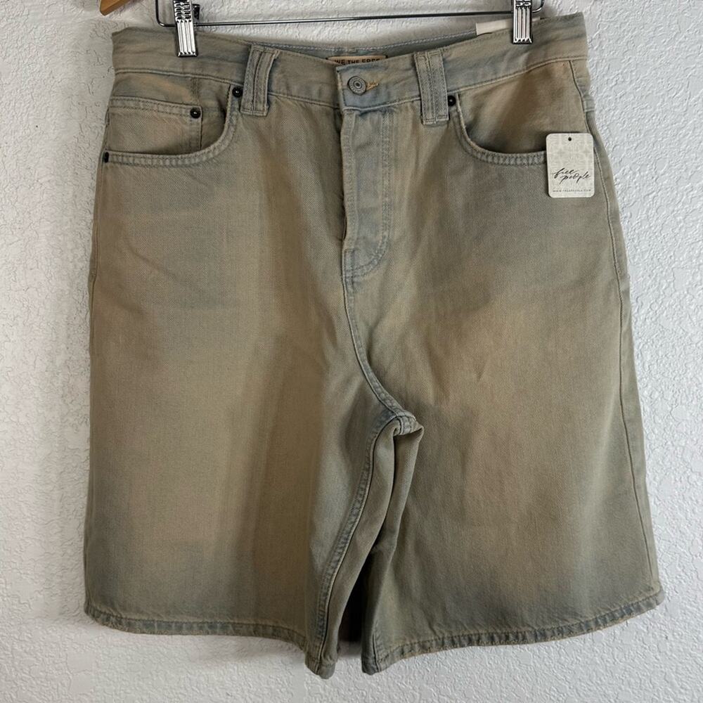 NWT Free People Montana Denim Shirt Sand Dune Size 29 Jorts Boho Casual Hippie